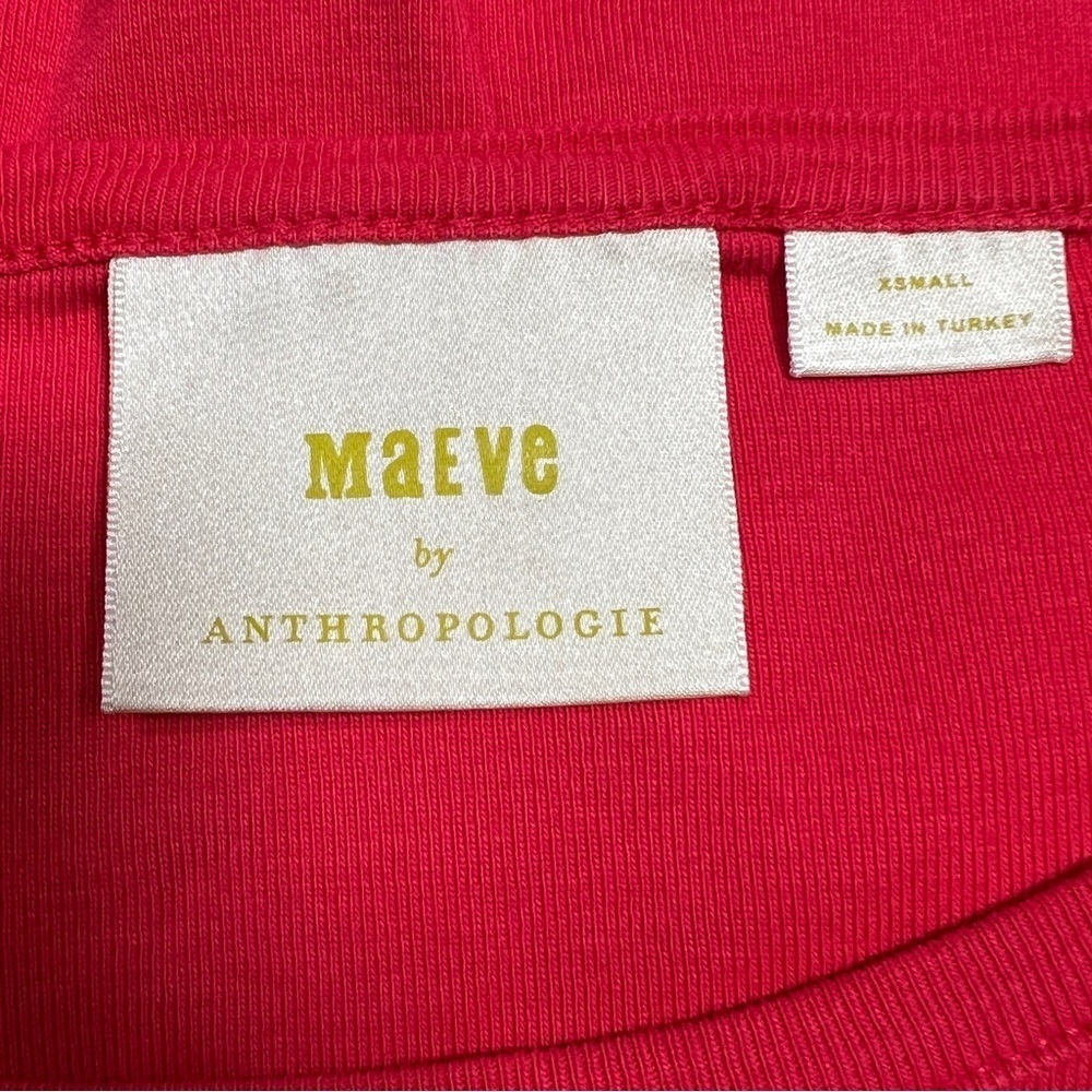 ☀️Mauve by Anthropologie Red Bell Sleeve 100% Cotton Top, Size Extra Small - Picture 7 of 9